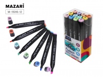 Набор маркеров для скетчинга двусторон FANTASIA 12цв Pastel colors 3.0-6.2мм Mazari M-15016-12/Китай