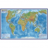 Карта "Мир" физическая Globen 1:29млн 1010*660мм интерактивная КН023/Россия