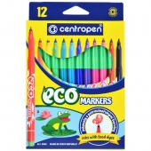 Фломастеры 12цв Centropen  ECO Markers трехгранные смываемые 7 2560 1201/Чехия