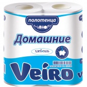 Полотенца бумажные в рулонах Veiro "Домашние" 2-слойные белые 2шт 3П22/Россия