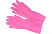 Перчатки резиновые розовые крепкие "М"