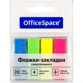 Закладки с/к 45*12мм 20л*4неоновых цвета OfficeSpace PM_54064/Китай