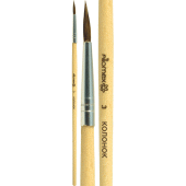 Кисть колонок № 03 круглая "Attomex" деревянная ручка 8073729/Китай