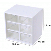 Органайзер "deVENTE. Cube" настольный с 6 ящ 11,8x12,2x9,7см пластик белый со стикерами kawaii 41022