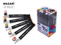Набор маркеров для скетчинга двусторон FANTASIA 24цв Grey pastel colors 3.0-6.2мм MAZARI M-15024-24/
