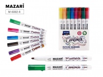Набор маркеров-красок с контуром CONTOUR 8цв (2зол+6серебр) 1.0-2.0мм Mazari M-6082-8/Китай