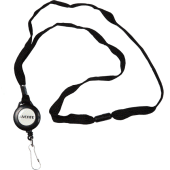 Держатель для бейджа с рулеткой "deVENTE" круглый черный текстиль лента 80см 4010101/Китай