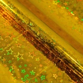 Бумага упаковочная голографическая 70см*1м рисунок звезды ярко-желтая 128606 UPAK LAND/Китай