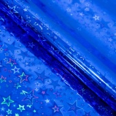 Бумага упаковочная голографическая 70см*1м рисунок звезды синяя 128601 UPAK LAND/Китай