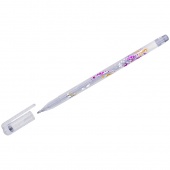 Ручка гелевая Crown Glitter Metal Jell 1,0мм серебро с блестками MTJ-500GLS(D)/12/Корея