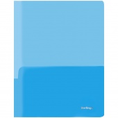 Папка-уголок А4 Berlingo 180мкм 2 внутр кармана прозрачная синяя AGp_04002/10/Россия