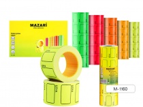 Ценник цветной 220шт 25х35мм асс. 5цв в рулонах Mazari M-1160/5/Китай