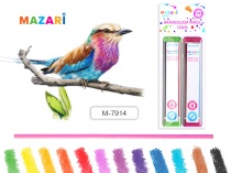 Грифели цветные акварельные для карандашей автомат 12цв 90мм d=3мм Mazari M-7914*/18/Китай