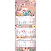 Календарь квартальный 3х-блочный 2022г Premium Flower Collection 318431 OfficeSpace/25/Россия