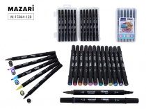 Набор маркеров для скетчинга двусторон TERSO BLACK 12цв Pastel+Flou colors 1.0-3.0мм пластик пенал M