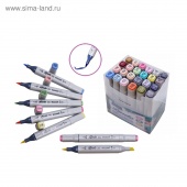 Набор маркеров для скетчинга двусторон LINDO 24цв Pastel colors 1-6,2мм Mazari M-15087-24/Китай