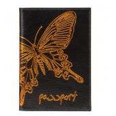 Обложка для паспорта BEFLER "Бабочка" натур. кожа, тисненение-принт, черная, O.14.-11, ш/к-18286