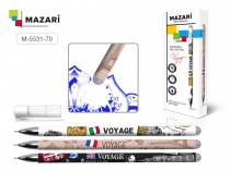 Ручка гелевая Mazari VOYAGE синяя со стираемыми чернилами 0,5мм игольчатый M-5531/12/Китай