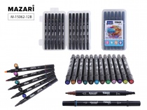 Набор маркеров для скетчинга двусторон TERSO BLACK 12цв Main colour 1.0-3.0мм пластик пенал Mazari M