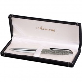 Ручка подарочная PESARO цвет корпуса серебро кожзам футляр PEZ3033-BM Mаnzoni Италия