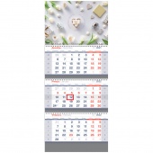 Календарь квартальный 3х-блочный 2022г Standard White flowers 318421 OfficeSpace/25/Россия