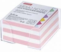 Блок бумаги для заметок Hatber 9х9х4,5см Розовый/Белый в пластик.боксе PC_075654 