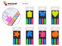 Бумага для заметок с/к 1 фигурный блок 20 листов 3 блока 44*12мм по 20 листов  флуоресц Mazari M-454
